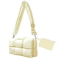 NAARIIAN Puffer woven shoulder bag padded cassette handbag with coins organizer nylon light weight women crossbody purse