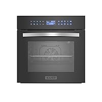 Empava 24 Inch Electric Single Wall Oven 10 Cooking Functions Deluxe 360° ROTISSERIE with Sensitive Touch Control in Silver Mirror Glass