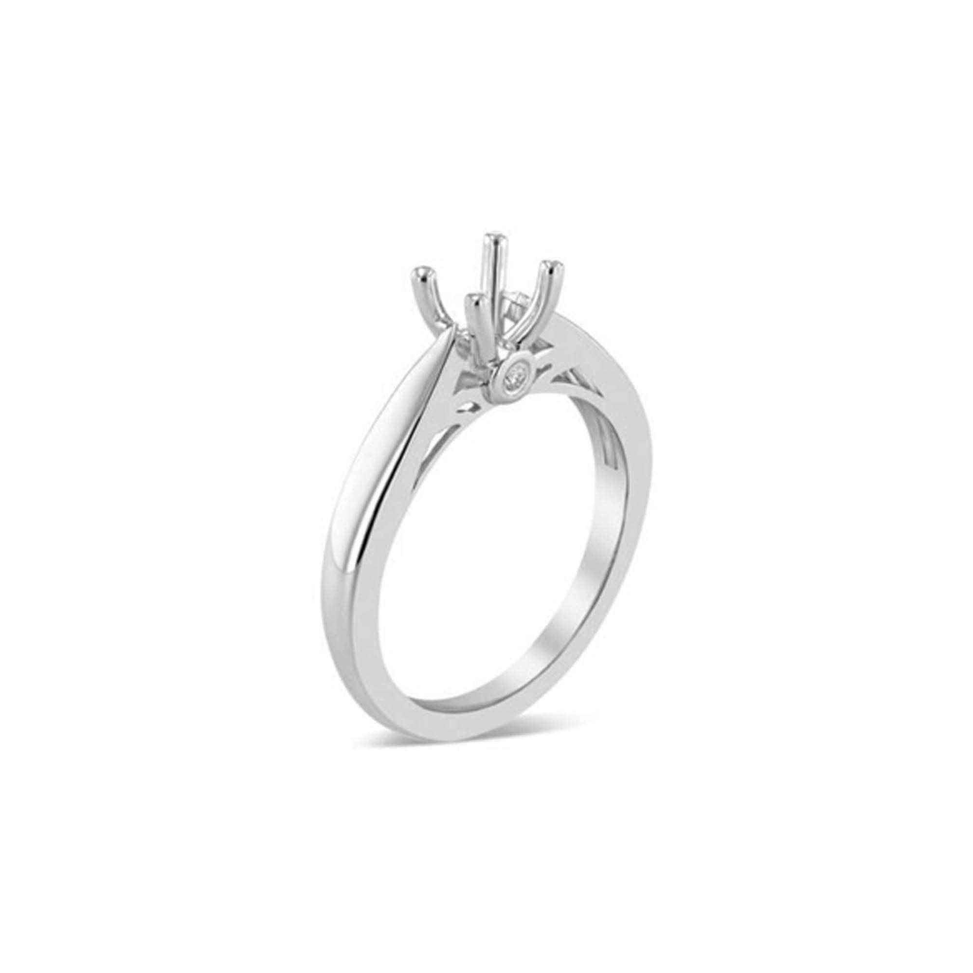 SwaraEcom 9MM Cathedral Solitaire 14K White Gold Plated SEMI-Mount Engagement Ring