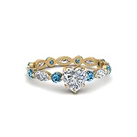 Choose Your Gemstone Marquise And Round Eternity Ring yellow gold plated Heart Shape Side Stone Engagement Rings Lightweight Office Wear Everyday Gift Jewelry US Size 4 to 12
