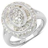 1.08 Carat Genuine White Diamond .925 Sterling Silver Ring