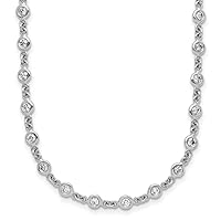 1.00 Ct Diamonds 18k White Gold Diamond Stations Cable Chain Bracelet - 7.5
