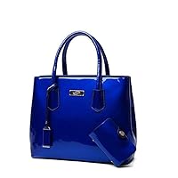 2PCS Bags Patent Leather Handbag Blue