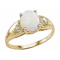 Tommaso Design Genuine 9x7 Oval Opal Ring 14 kt Yellow Gold Size 8.5
