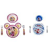 Disney Minnie Mouse and Spidey and His Amazing Friends Toddler Dinnerware Sets with Plates, Bowls, Forks, and Spoons - 4 Count