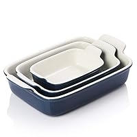 Sweejar Porcelain Bakeware Set for Cooking, Ceramic Rectangular Baking Dish Lasagna Pans for Casserole Dish, Cake Dinner, Kitchen, Banquet and Daily Use, 13 x 9.8 inch(Navy)