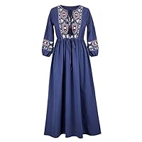 Spring Summer Embroidered Dress Loose Casual Vestidos Women's Mid-Sleeve Sundress