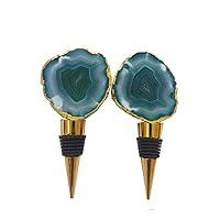 Sea Green Agate Wine Bottle Stopper Coaster Pattern (Set of 2 Units) For Home Decor, Bars, Hotels and Restaurants Mini Agate Export House