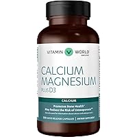 Vitamin World Calcium Magnesium Plus Vitamin D3 250 Capsules, Promotes Bone Health, Mineral Supplement, Rapid-Release, Gluten Free