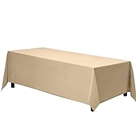 Gee Di Moda Rectangle Tablecloth - 70 x 120 Inch Beige Table Cloth for 6 or 8 Foot Rectangle Table - Heavy Duty Washable Fabric - for Buffet Table, Holiday Party, Dinner, Wedding & Baby Shower