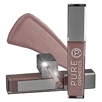 Pure Cosmetics Pure Illumination Lip Gloss with Light and Mirror - Hydrating, Non-Sticky Lanolin Lip Glosses in Push Button LED-Lit Lip Gloss Tube for Easy On-The-Go Application, Cosmic Latte
