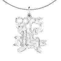 Silver Saying Necklace | Rhodium-plated 925 Silver Cops Love Big Busts Saying Pendant with 18