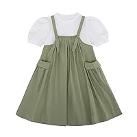Summer Girls' Suits,New Little Girls' Western Style Suspender Skirt Two-Piece Suits.