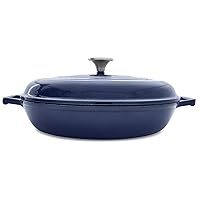 T-fal Cast Iron Enameled Casserole Dish 3.5 Quart Induction Oven Broiler Safe 500F Pots and Pans, Cookware Blue