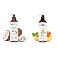 PURA D'OR 16 Oz ORGANIC Fractionated Coconut Oil - MCT Oil- 100% Pure & 16 Oz ORGANIC Apricot Kernel Oil - Natural USDA Certified Cold Pressed Carrier Oil