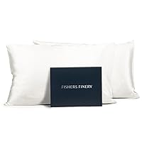 25mm 100% Pure Mulberry Silk Pillowcase 2 Pack, Good Housekeeping Winner (White, Standard 2 Pack)