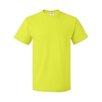 Fruit of the Loom mens 5 oz. 100% Heavy Cotton HD T-Shirt(3931)-SAFETY GREEN-S-3PK