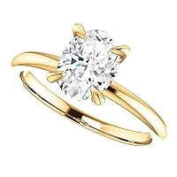 1 CT Oval Moissanite Engagement Ring Colorless VVS1 10K 14K 18K Yellow Gold & 925 Accent Ring Anniversary Promise Wedding Bridal Ring Memorial Gift For Her