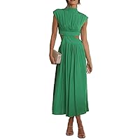 acelyn Women's Sexy Sleeveless Stand Collar Dress Summer Elegant Cut Out Club Formal Party Maxi Dresses