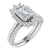 Moissanite Star Sterling Silver Genuine Moissanite Engagement Ring, Ethically, Authentically & Organically Sourced 1 CT Emerald Cut, Moissanite Wedding Ring, Anniversary Rings