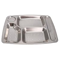 Stainless Steel Divided Dinner Tray Lunch Container Plate 4/5/6 Section Stainless Steel Dinner Plates For Adults Stainless Steel Dinner Plates Set Stainless Steel Dinner Plates For Kids Divided