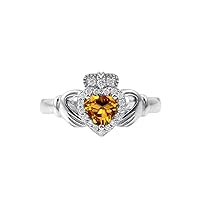10K 14K 18K Gold Moissanite Claddagh Engagement Rings Heart Shape Gemstone Claddagh Ring Irish Claddagh Birthstone Ring for Women