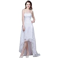 Lace High Low Beach Wedding Bridal Dresses Reception Party Prom Gowns