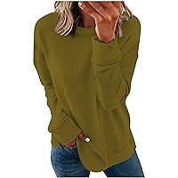 Solid Color Sweatshirts For Women Loose Fit Long Sleeved Round Neck Clothing Pullover Fall Winter Streetwear Shirt