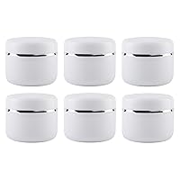 8 Oz (250ml) White Plastic Cosmetic Jars with Inner Liners and Dome Lids Refillable Make-up Cosmetic Containers Pot Case for Scrubs Oils Salves Creams Lip Balm Lotions Nail Accessories Pack of 6