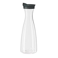 OGGI Clear Carafe w/Flip Open Lid - Ideal Juice Bottle, Clear Pitcher with Lid, Tea Pitcher, Water Carafe, 1.6 Lt(54Oz), Black Lid