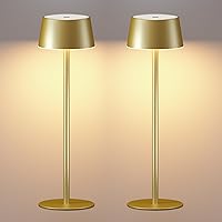 2 Pack LED Cordless Table Lamps: 5000mAh Rechargeable Battery Operated Lamp, 3 Color Stepless Dimmable Touch Lamp, Small Table Lamp for Bedroom Restaurant Dining Kitchen Outdoor Patio(Gold)
