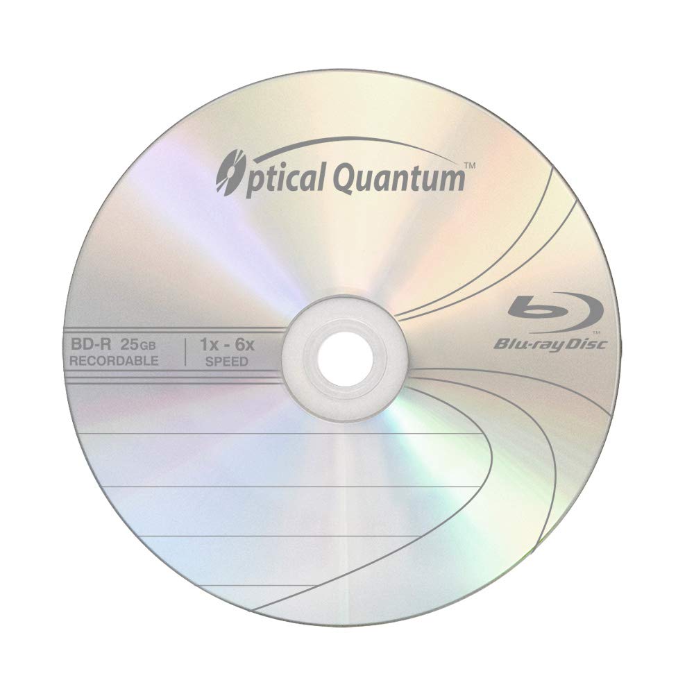 Optical Quantum OQBDR06LT-50 6X 25 GB BD-R Single Layer Blu-Ray Recordable Blank Media Logo Top, 50-Disc Spindle