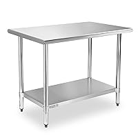 NSF Stainless Steel Table, 24 x 36 Inches Metal Prep & Work Table with Adjustable Undershelf, for Commercial Kitchen, Restaurant, Hotel and Garage