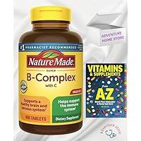 Nature Made B Complex, Dietary Supplement for Brain Cell Function, Energy Support & Nervous System Support, 460 Tablets, 460 Day + Guide Vitamins Supplements Book Free Include