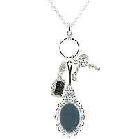 Clear Crystal on Silver Plated Hairdresser Charm Necklace