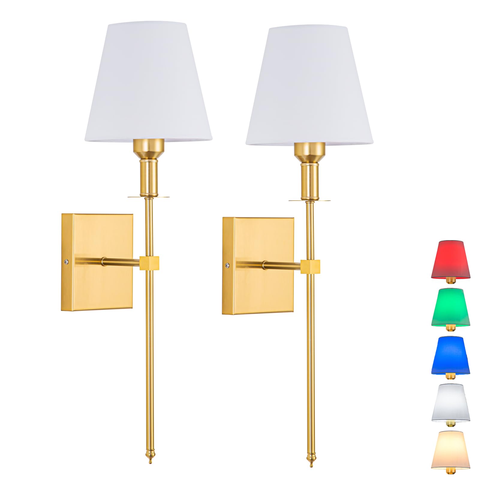 Wall Light Battery Operated Sconce Set Of 2，not Hardwired Fixture,Battery Powered Wall Sconce With Remote Dimmable Light Bulb,Easy To Install Not Wires,for Bedroom, Lounge, Farmhouse ( Color : Gold )