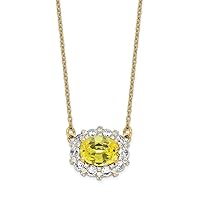 14k Gold Yg Lab Grown Diamond Si1 Si2 G H I Lab Crtd Ylw Sapphire Necklace Measures 12.22mm Wide Jewelry Gifts for Women