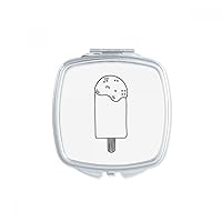 Black Outline Sesame Ice Popsicles Square Mirror Portable Compact Pocket Makeup Double Sided Glass