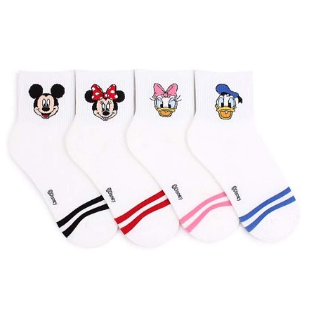 Disney Official Licensed Women Crew Socks 4 Pairs Mickey Minnie Donald Daisy