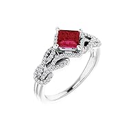 Solitaire Created Ruby and Diamond Ring Band