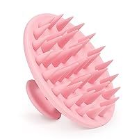 Silicone Scalp Massager Shampoo Brush, Scalp Brush for Hair Growth & Dandruff Removal, Hair Scrubber Scalp Stimulator Exfoliator Brush with Soft Bristles for Wet Dry Scalp Care (Pink)