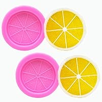 2Pcs Lemon Slice Orange Fruit Piece Silicone Molds Set for DIY Fondant Candy Making Chocolate Mold Desserts Ice Cube Gum Clay Soap Biscuit Plaster resin Cupcake Topper Birthday Party Cake Decor Moulds