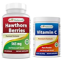 Best Naturals Hawthorn Berry 565 mg & Vitamin C Powder 1 lb