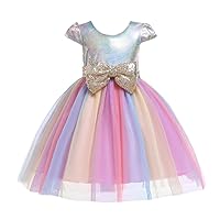 Kids Girls Bowknot Sequin Tulle Princess Pageant Gown Birthday Party Wedding Dress