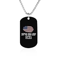 USA It's in My DNA Memorial Necklace Titanium Steel Rectangle Tag Chain Pendant Jewelry Gift