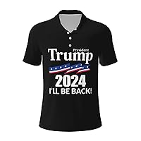 I'll Be Back Trump 2024 Men’s Polo Shirts Casual Polo Shirts for Men