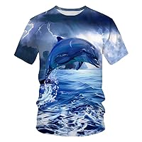 Summer Animal Dolphin 3D Print T-Shirt Unisex Funny Short Sleeve Top Cartoon Boys and Girls T-Shirt