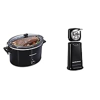 Hamilton Beach Slow Cooker, Extra Large 10 Quart, Stay or Go Portable With Lid Lock, Dishwasher Safe & 2-in-1 Electric Automatic Can Opener for Kitchen