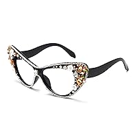 Melrose Diamond Jewelry Farsightedness Glasses Women's Unique Cat Eye Diamond Punk Reading Glasses