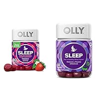 OLLY Sleep Gummies Bundle with Strawberry 60 Count and BlackBerry 50 Count, 3mg Melatonin, L-Theanine, Chamomile, Lemon Balm